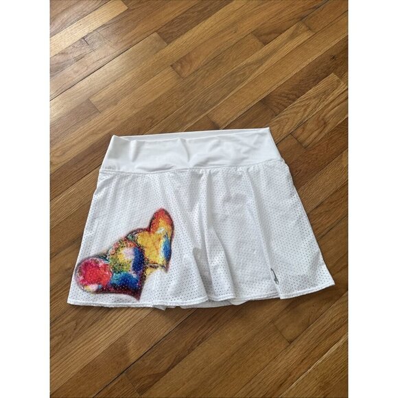 Lacoa Sports Women's Skort White Double Hearts Tennis Size XXL - Picture 2 of 5